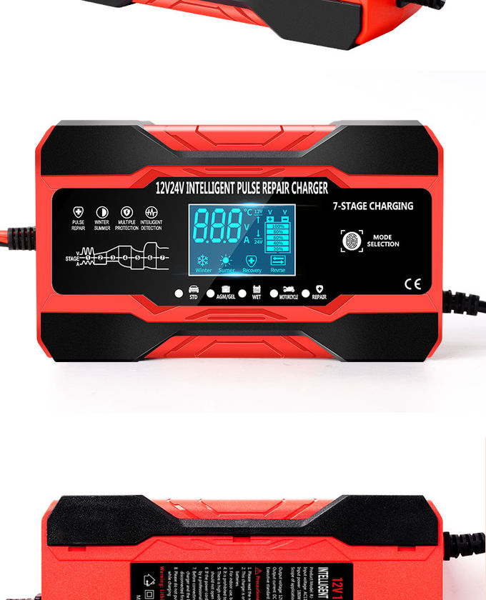 12V 24V 10A 7 Stage Intelligent Pulse Repair Charger With LED Display